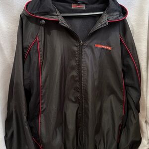 Prada Black and Red Hooded Windbreaker